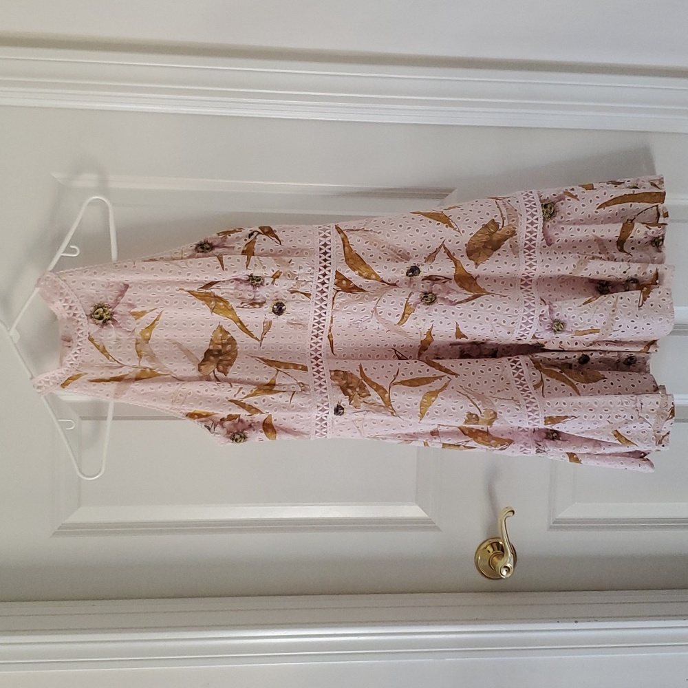 Ted Baker London Pink Floral Halter Eyelet Dress Size 4 US 10